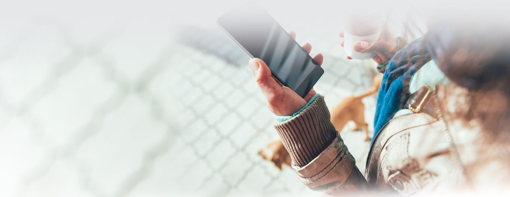 Smiling woman on the phone background